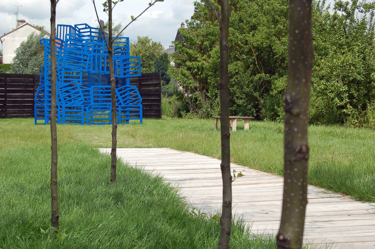 Landscape and art installation, woad planting