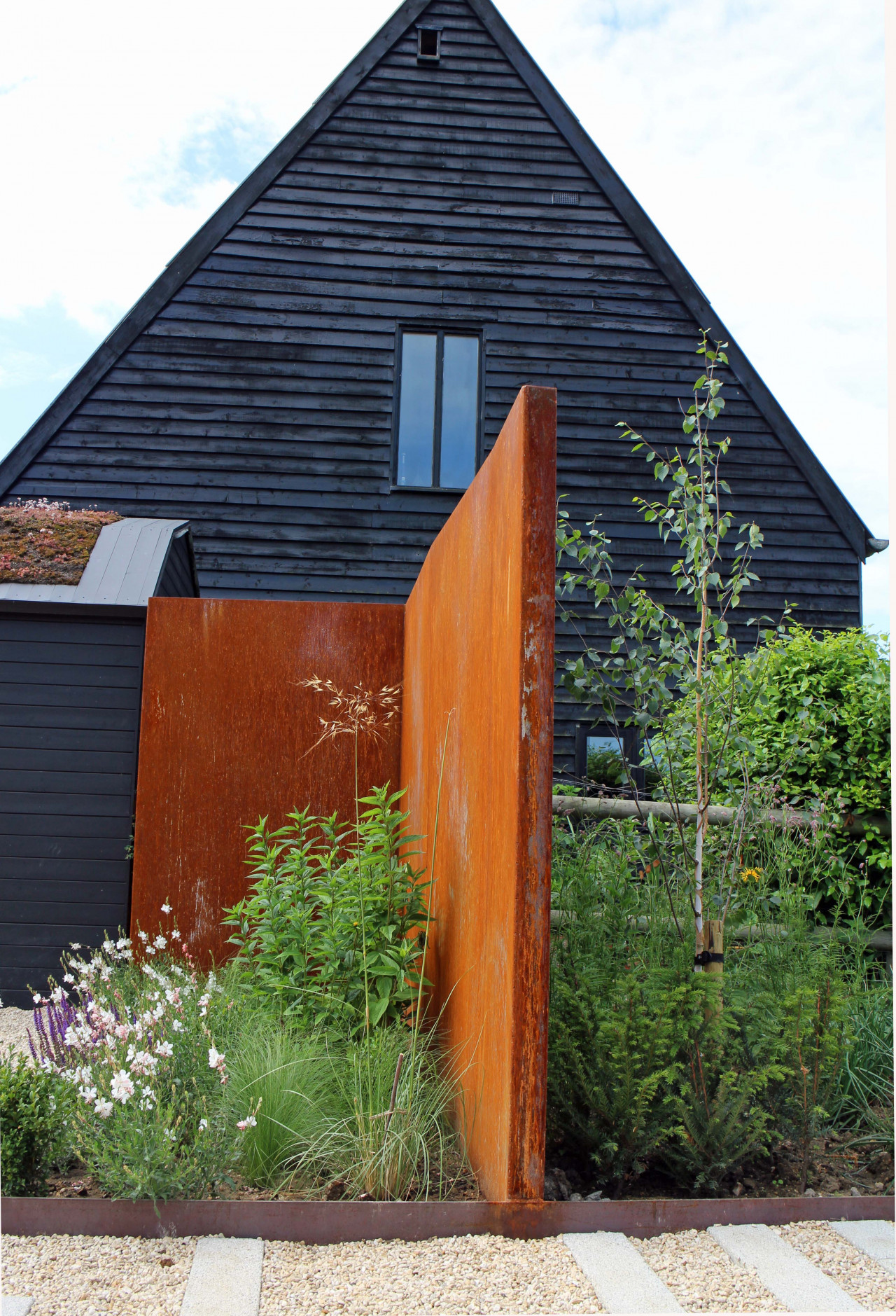 contemporary barn conversion garden