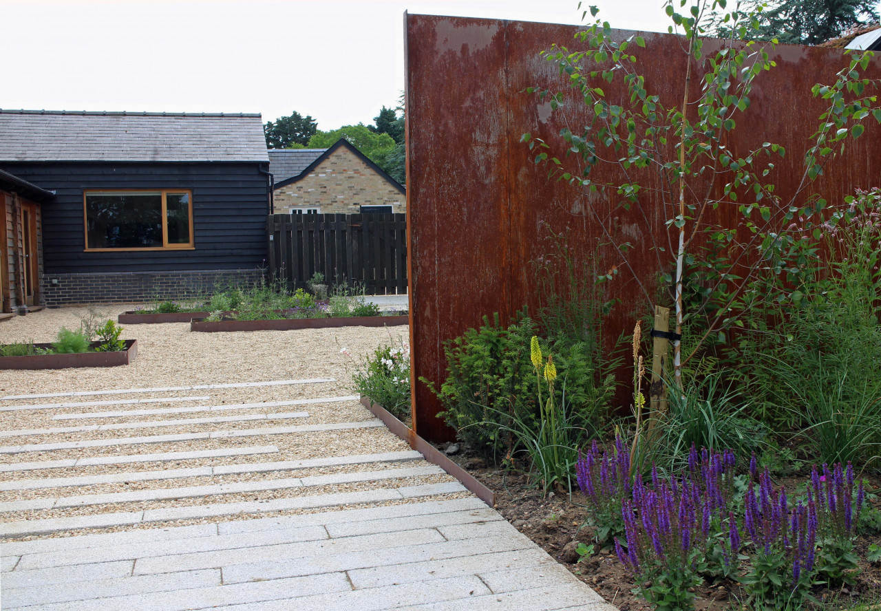 contemporary barn conversion garden